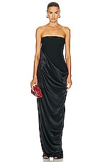 Ferragamo Draped Gown in Nero, view 1, click to view large image.