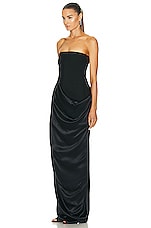 Ferragamo Draped Gown in Nero, view 3, click to view large image.