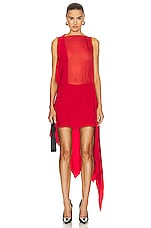 Ferragamo Draped Dress in Red, view 1, click to view large image.