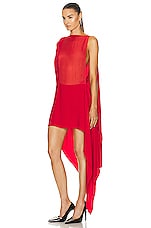 Ferragamo Draped Dress in Red, view 3, click to view large image.