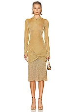 Ferragamo Fringe Dress in Gold, view 1, click to view large image.