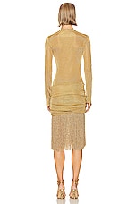 Ferragamo Fringe Dress in Gold, view 3, click to view large image.