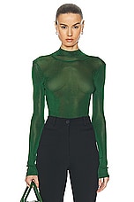 Ferragamo Long Sleeve Turtleneck Sweater in Forest Green, view 1, click to view large image.