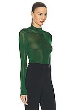 Ferragamo Long Sleeve Turtleneck Sweater in Forest Green, view 2, click to view large image.