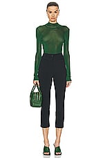Ferragamo Long Sleeve Turtleneck Sweater in Forest Green, view 4, click to view large image.