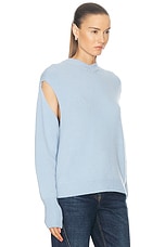 Ferragamo Cutout Sleeve Sweater in Light Blue, view 2, click to view large image.