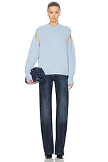 Ferragamo Cutout Sleeve Sweater in Light Blue, view 4, click to view large image.