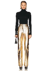 Ferragamo 5 Pocket Denim Pant in Gold, view 4, click to view large image.
