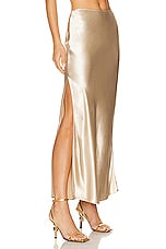 Ferragamo Satin Skirt in Beige, view 2, click to view large image.