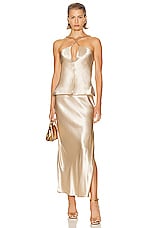 Ferragamo Satin Skirt in Beige, view 5, click to view large image.