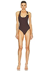 Ferragamo One Piece Swimsuit in Espresso, view 1, click to view large image.