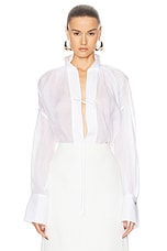 Ferragamo Deep V Top in Optic White, view 1, click to view large image.