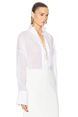 Ferragamo Deep V Top in Optic White, view 2, click to view large image.
