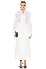 Ferragamo Deep V Top in Optic White, view 4, click to view large image.