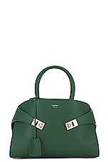 Ferragamo Hug Bag in Forest Green, view 3, click to view large image.
