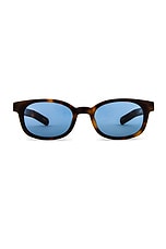 Flatlist Le Bucheron in Tortoise & Solid Blue Lens, view 1, click to view large image.