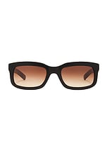 Flatlist Palmer Sunglasses in Solid Black & Brown Gradient, view 1, click to view large image.