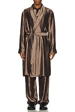 fleur du mal Men's Jacquard Robe in Shroom, view 4, click to view large image.