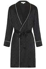 fleur du mal Men's Silk Jacquard Robe in Black, view 1, click to view large image.