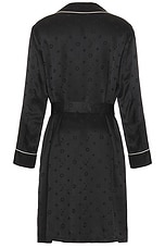 fleur du mal Men's Silk Jacquard Robe in Black, view 2, click to view large image.