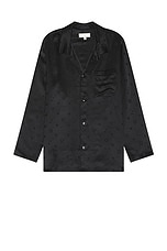 fleur du mal Men's Silk Jacquard PJ Top in Black, view 1, click to view large image.