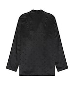 fleur du mal Men's Silk Jacquard PJ Top in Black, view 2, click to view large image.