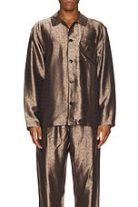 fleur du mal Men's Jacquard Pj Top in Shroom, view 4, click to view large image.