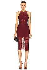 fleur du mal Ruched Front High Neck Dress in Cinnamon, view 1, click to view large image.