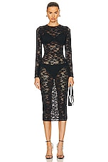 fleur du mal Le Stretch Multifit Lace Long Sleeve Dress in Black, view 1, click to view large image.