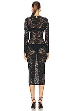 fleur du mal Le Stretch Multifit Lace Long Sleeve Dress in Black, view 3, click to view large image.