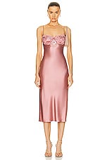 fleur du mal Sequin Violet Embroidery Slip Dress in Rose Gold, view 1, click to view large image.