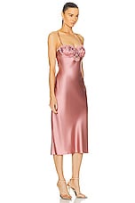 fleur du mal Sequin Violet Embroidery Slip Dress in Rose Gold, view 2, click to view large image.