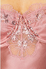 fleur du mal Sequin Violet Embroidery Slip Dress in Rose Gold, view 4, click to view large image.