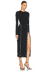 fleur du mal Midi Dress With Side Snaps in Black, view 2, click to view large image.