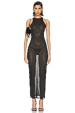 fleur du mal Sheer Knit Racer Dress in Black, view 1, click to view large image.