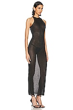 fleur du mal Sheer Knit Racer Dress in Black, view 2, click to view large image.