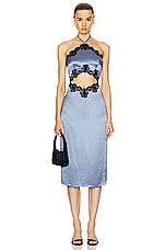 fleur du mal Silk And Lace Halter Dress in Denim, view 1, click to view large image.