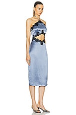 fleur du mal Silk And Lace Halter Dress in Denim, view 2, click to view large image.