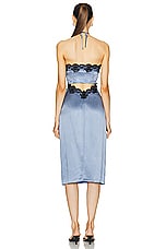 fleur du mal Silk And Lace Halter Dress in Denim, view 3, click to view large image.
