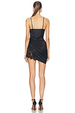 fleur du mal Silk Ruched High Leg Dress in Black, view 4, click to view large image.