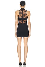 fleur du mal Bouquet Lace And Jersey Midi Dress in Black, view 3, click to view large image.