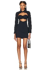 fleur du mal Long Sleeve Cutout Dress in Midnight Blue, view 1, click to view large image.