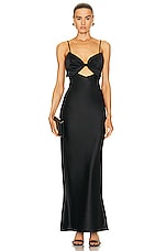 fleur du mal Bow Slip Dress in Black, view 1, click to view large image.