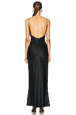 fleur du mal Bow Slip Dress in Black, view 3, click to view large image.