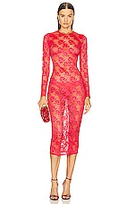 fleur du mal Rosalia Lace Long Sleeve Dress In Tamale in Tamale, view 1, click to view large image.