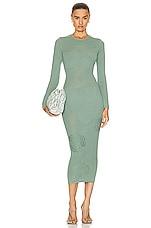 fleur du mal Rose Pointelle Knit Dress in Sage, view 1, click to view large image.