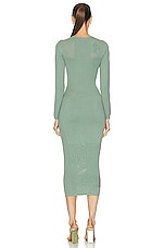 fleur du mal Rose Pointelle Knit Dress in Sage, view 3, click to view large image.