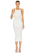 fleur du mal Sleeveless Linear Pointelle Dress in Ivory, view 1, click to view large image.