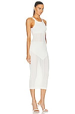 fleur du mal Sleeveless Linear Pointelle Dress in Ivory, view 2, click to view large image.