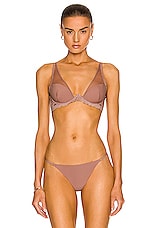 fleur du mal Sheer Overlay Demi Bra in Tan, view 1, click to view large image.